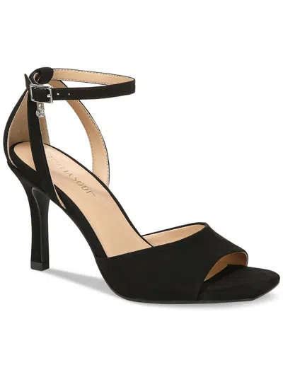 Thalia Sodi Womens Faux Suede Ankle Strap Heels In Black