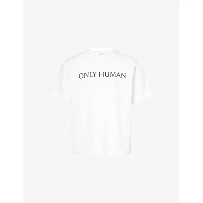 Thames Mens White Only Human Text-print Cotton-jersey T-shirt