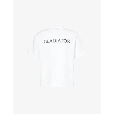 Thames Mens White Gladiator Text-print Cotton-jersey T-shirt