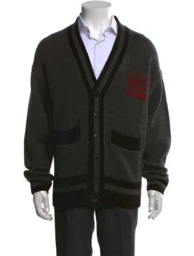 Pre-owned Thames Mmxx Printed V-neck Cardigan In Black