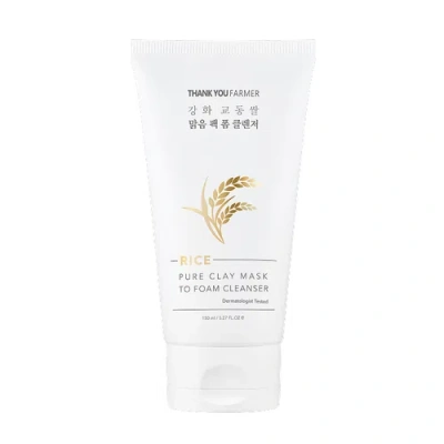 Thank You Farmer Rice Pure Clay Mask To Foam Cleanser In White