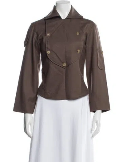 Pre-owned Thank You Have A Good Day Wool Long Sleeve Button-up Top In Brown