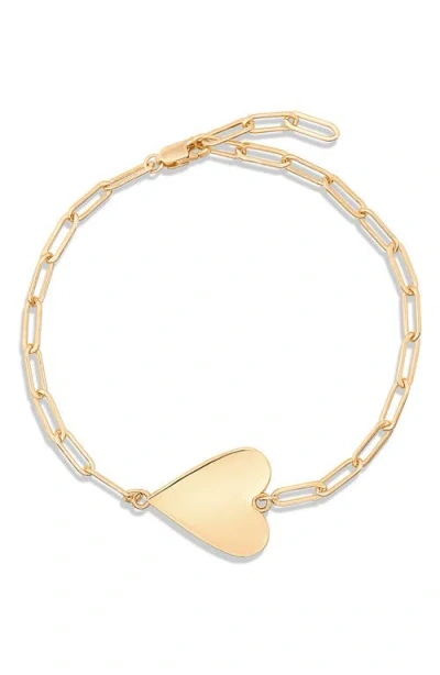 Thatch Amaya Heart Charm Chain Link Bracelet In 14k Gold Plated