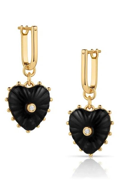 Thatch Isabel Amazonite Heart Drop Earrings In Onyx