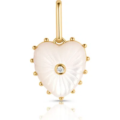 Thatch Isabel Tiger Eye Heart Charm In Mother Of Pearl