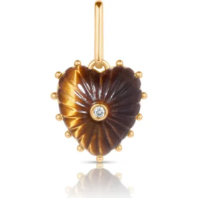 Thatch Isabel Tiger Eye Heart Charm In Tigers Eye