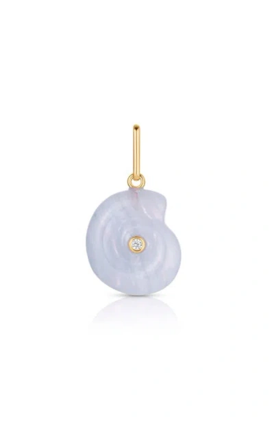 Thatch Nautilus Carved Agate Charm In Blue Lace