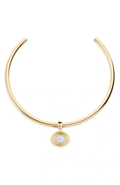 Thatch Starlet Oval Cubic Zirconia Choker In 14k Gold Plated