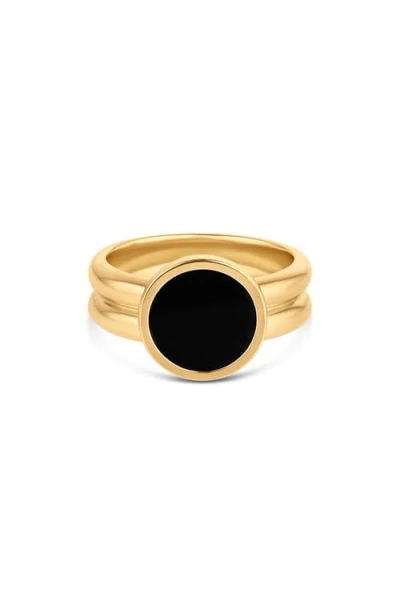 Thatch Svea Mother Of Pearl Ring In Onyx