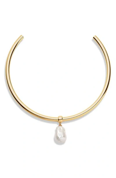 Thatch Talia Freshwater Pearl Collar Necklace In 14k Gold Plated