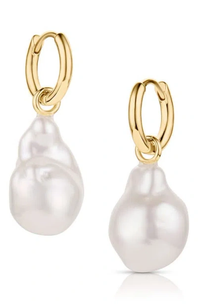 Thatch Talia Pearl Hoop Earrings In 14k Gold Plated