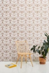 Thatcher Barn Owls And Hollyhocks Hand Printed Wallpaper In Brown