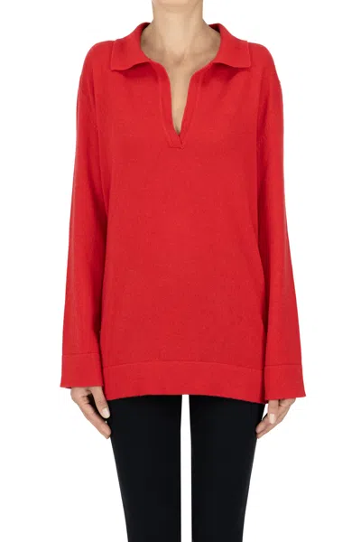 That's Alyki Polo Style Cashmere Pullover In Red