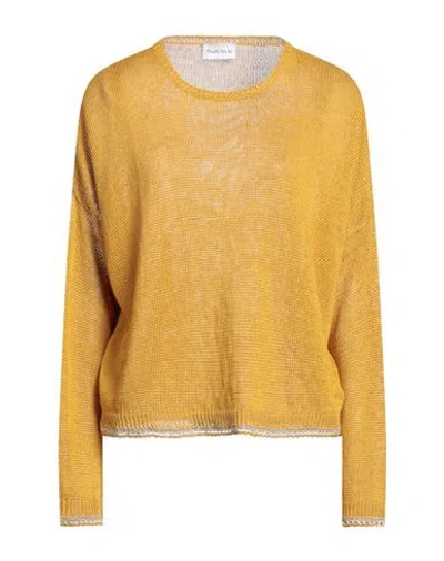 That's Alyki Woman Sweater Ocher Size 8 Linen In Yellow