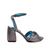 The 5th Element Women's Black / Silver Paola Block-heel Sandals In Sparkle Leather In Multi