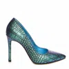 The 5th Element Women's Iridiscent Green Croc-print Stiletto Pumps In Green