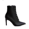 The 5th Element Women's Lace-up Black Leather Ankle Boots With Metal Toe In Black