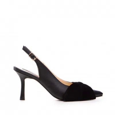 The 5th Element Women's Mabel Black Leather Slingback Heels
