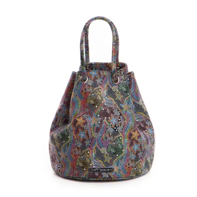The 5th Element Women's Multicolour Printed Leather Nayra Mini Bucket Bag In Black