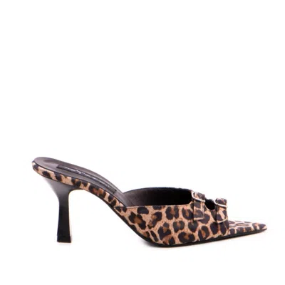 The 5th Element Women's Myra Nude Leather Pointed Mules In Animal Print