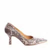 The 5th Element Women's Neutrals Aven Snake Print Leather Pumps With Metal Tip In Black