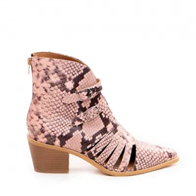 The 5th Element Women's Pink / Brown Ciocata Nova In Pink Snake-print Leather In Multi