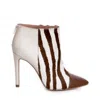 The 5th Element Women's White / Brown Emotion Zebra Ankle Boots In Ivory & Brown Leather In Multi