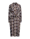 The Abito Milano Woman Midi Dress Brown Size 14 Viscose In Brown