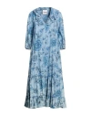 The Abito Milano Woman Midi Dress Light Blue Size 4 Cotton In Blue