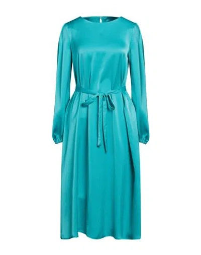 The Abito Milano Woman Midi Dress Turquoise Size 4 Polyester In Blue