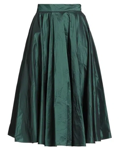 The Abito Milano Woman Midi Skirt Dark Green Size 4 Polyester