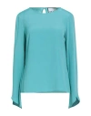 The Abito Milano Woman Top Turquoise Size 6 Acetate, Silk In Blue