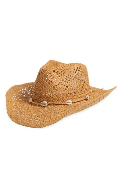 The Accessory Collective Kids' Shell Trim Cowboy Hat In Brown