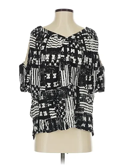 Pre-owned The Addison Story Short Sleeve Blouse In Black