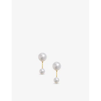 The Alkemistry Womens 14ct Yellow Gold Poppy Finch 14ct Recycled Yellow-gold And Pearl Drop Earrings