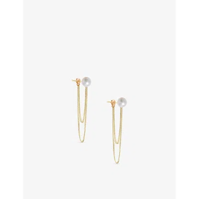 The Alkemistry Womens 14ct Yellow Gold Poppy Finch 14ct Yellow-gold And Pearl Earrings