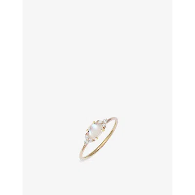 The Alkemistry Women's 14ct Yellow Gold Poppy Finish 14ct Yellow-gold, Diamond And Pearl Ring