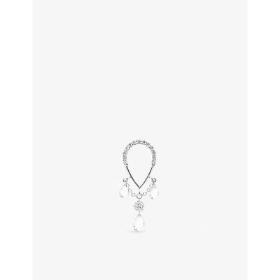 The Alkemistry Womens 18ct White Gold Suncatcher Triple-pear Single 18ct Recycled White-gold Drop Ea