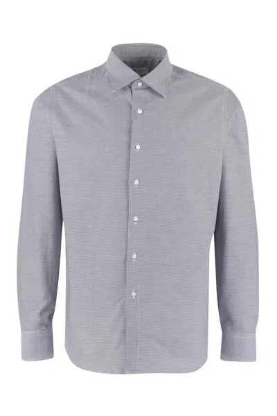 The (alphabet) Alphabet Gingham Printed Cotton Shirt In Gray