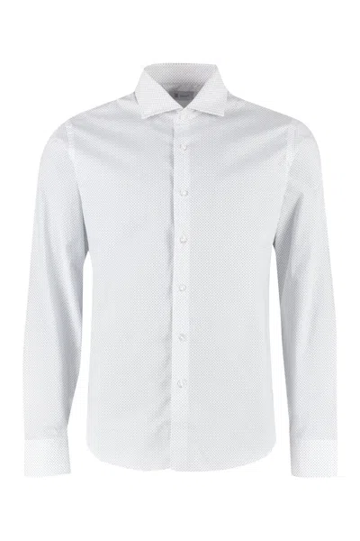 The (alphabet) Alphabet Print Cotton Shirt With Rounded Hem In White