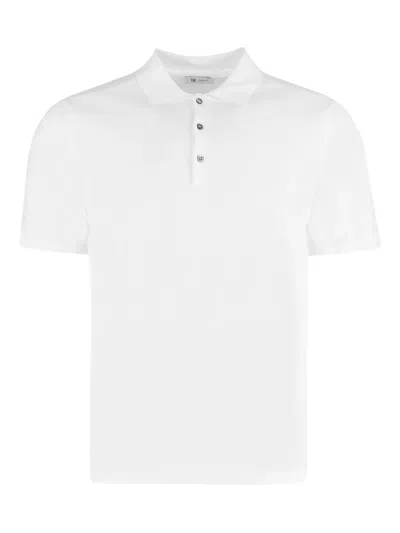 The (alphabet) Cotton Knit Polo Shirt With Side Slits In White