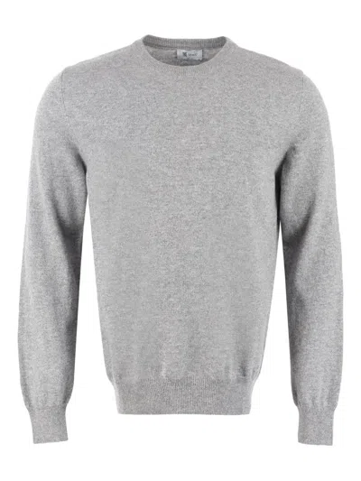 The (alphabet) Cashmere Crew-neck Sweater In Gray