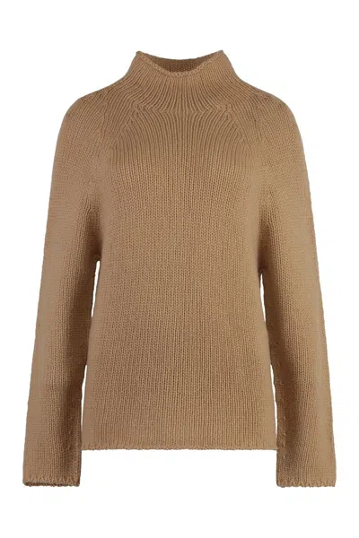 The (alphabet) Cashmere Turtleneck Sweater In Brown