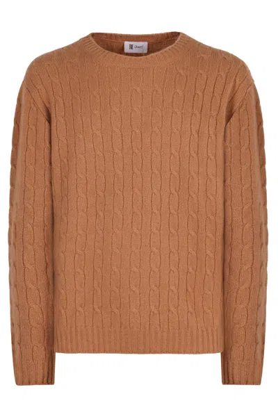 The (alphabet) The Alphabet Cashmere-silk Blend Cable Knit Sweater In Brown