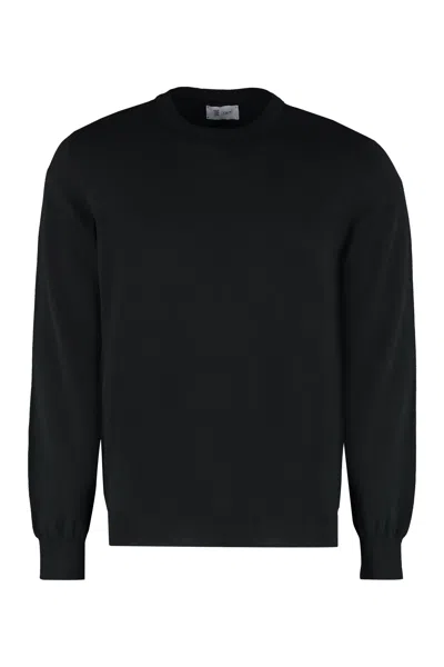 The (alphabet) Classic Cotton Crew-neck Sweater In Black