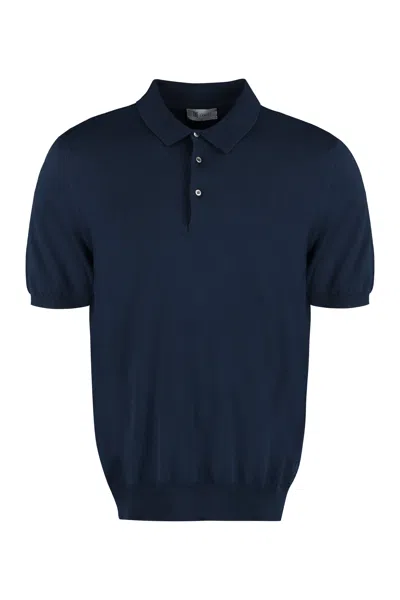The (alphabet) Cotton Knit Polo Shirt In Blue