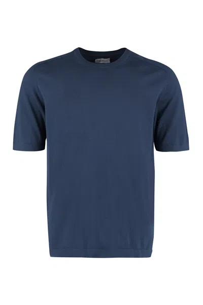 The (alphabet) Cotton Knit T-shirt In Blue