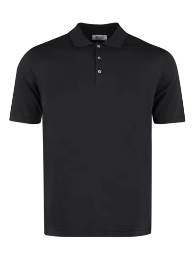 The (alphabet) Short Sleeve Cotton Polo Shirt In Black