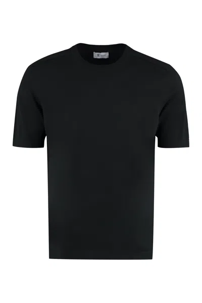 The (alphabet) Cotton Short Sleeve Sweater In Black