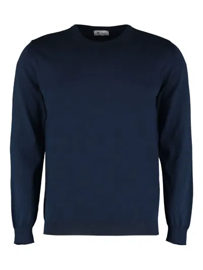 The (alphabet) Crew-neck Cotton Sweater In Blue